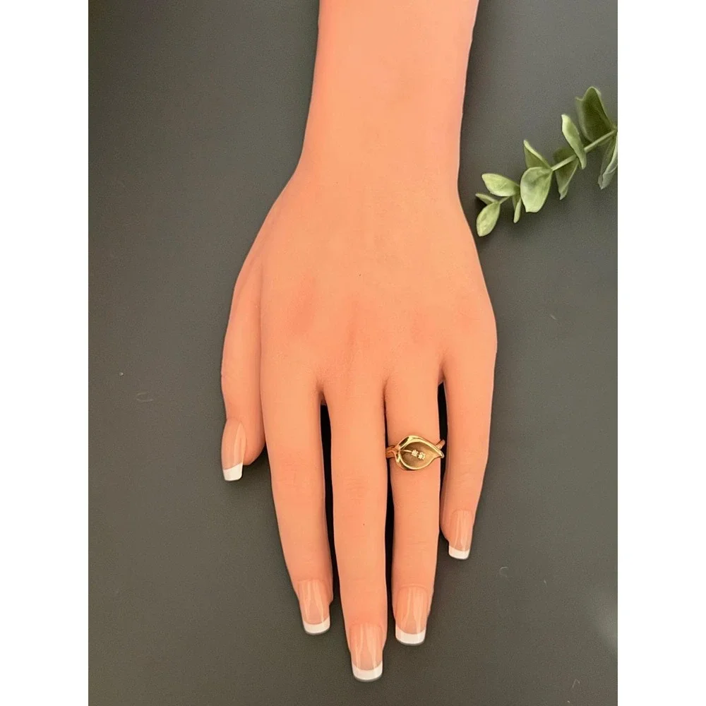 Franklin Mint 14k Yellow Gold Diamond Calla Lily Ring-Vintage